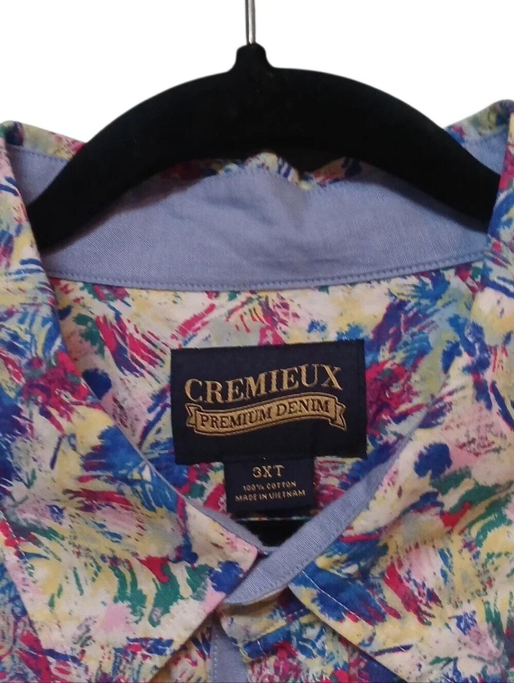 Cremieux- NWOT Premium Denim Abstract Shirt, Short Sleeves,Size 3XT, 100% Cotton
